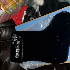 Victoria's Secret Plush Christmas Stocking Black with Rhinestone.